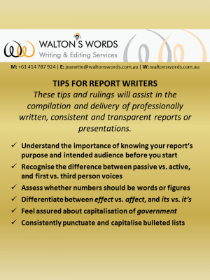 Tips for report writers